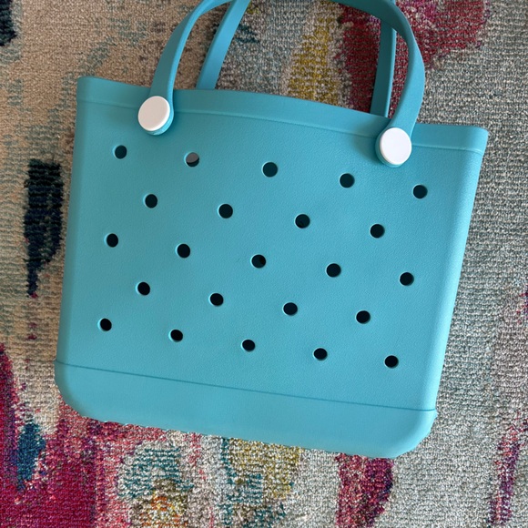 Turquoise Blue Rubber Beach Pool Tote - Picture 3 of 4